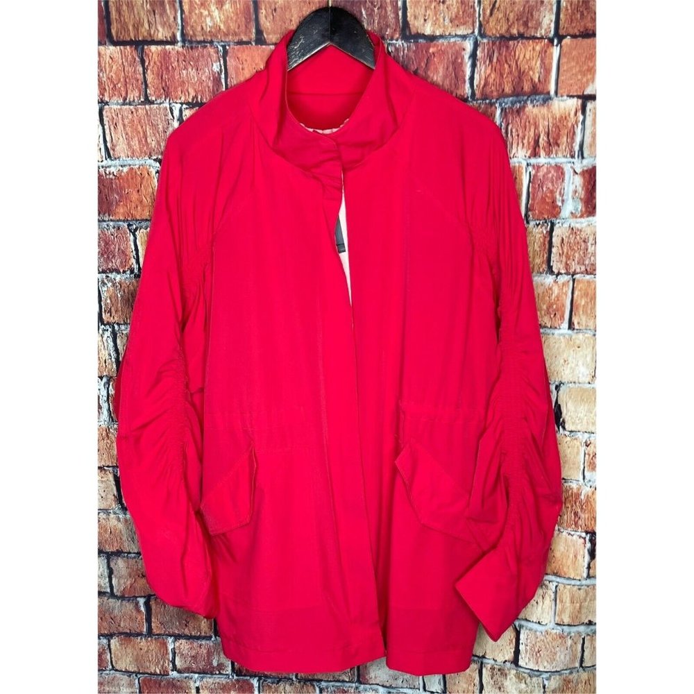 Fabletics Giana Jacket II Red Persimmon Sandalwood Water Resistant Women’s XL - Picture 2 of 7